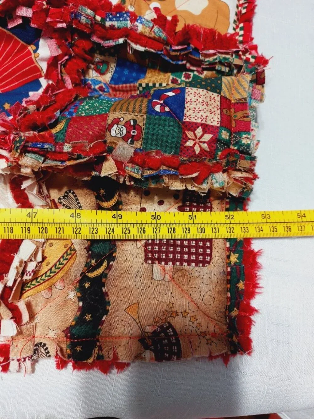 Christmas Rag Lap Throw Quilt 52